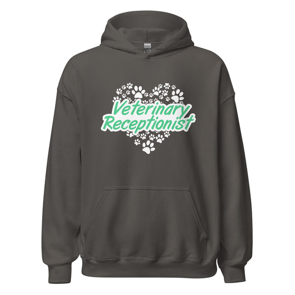 Veterinary Receptionist Heart Paws Unisex Hoodie-I love Veterinary