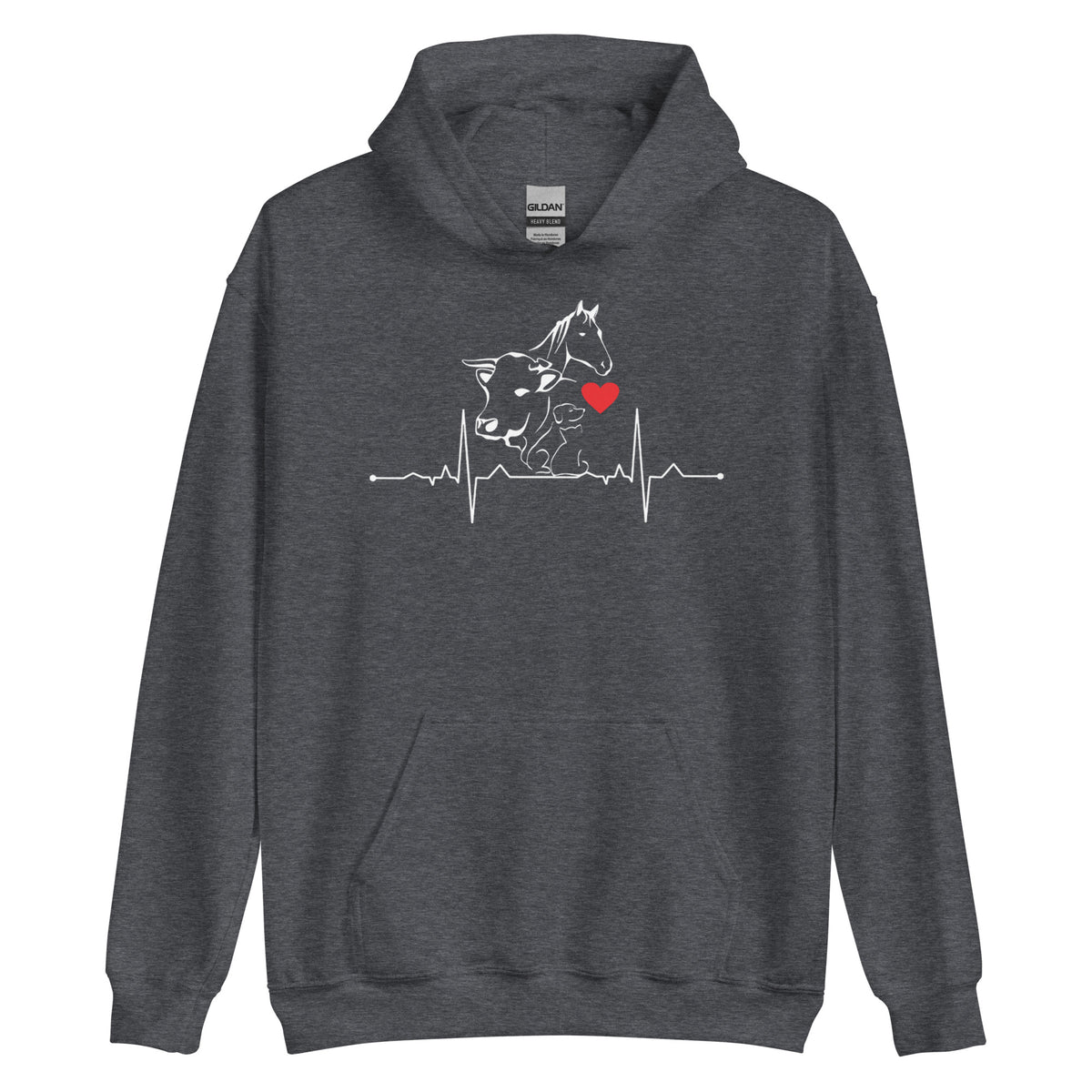 Animals Heartbeat Unisex Hoodie-Unisex Hoodie | Gildan 18500-I love Veterinary