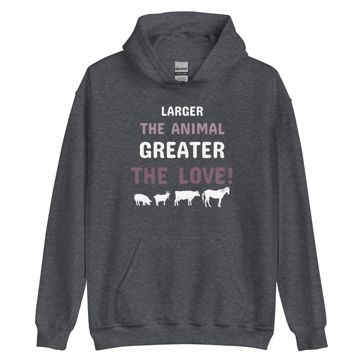 Larger the animal- Greater the love! Unisex Hoodie-Unisex Hoodie | Gildan 18500-I love Veterinary