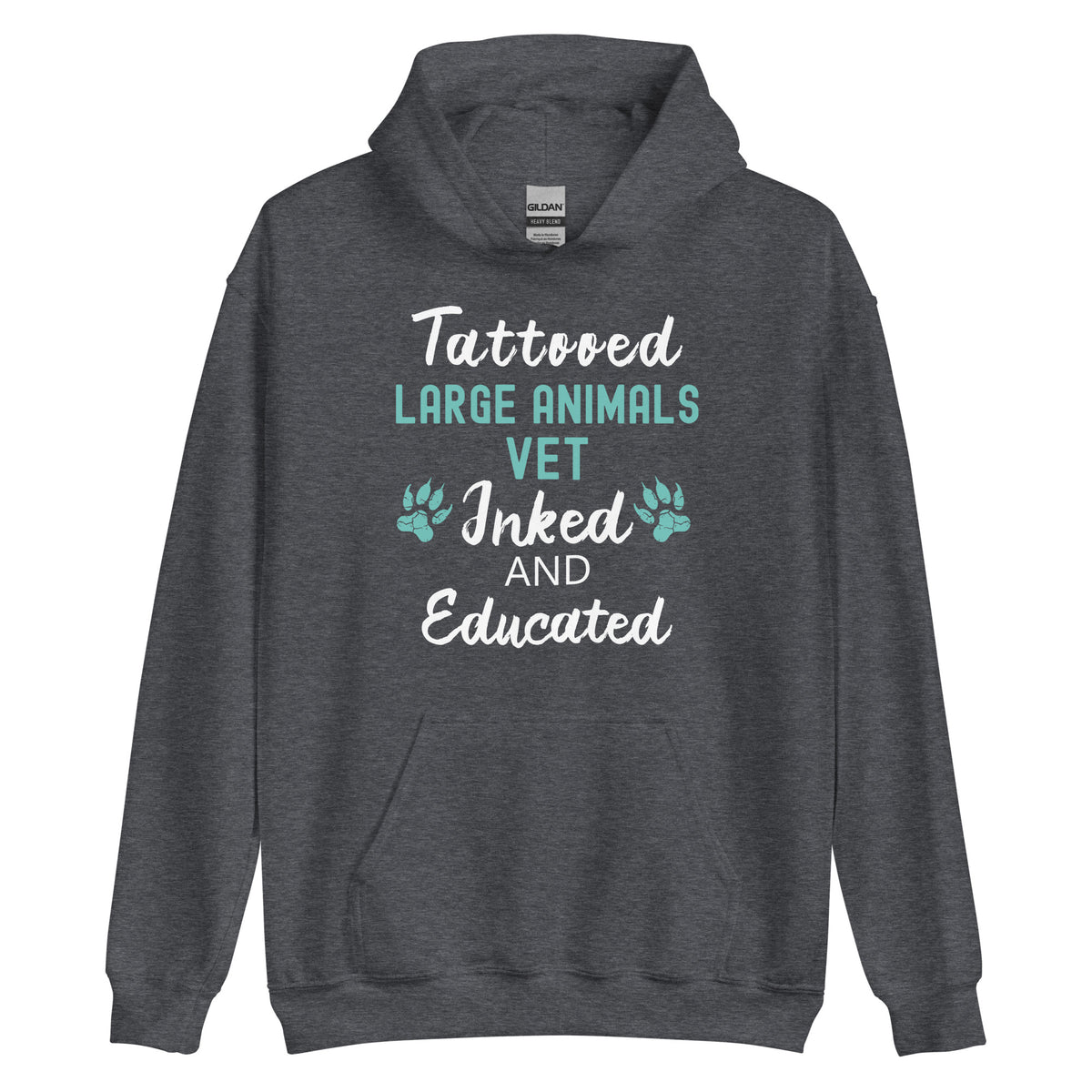 Large Animal Vet Inked and Educated Unisex Hoodie-Unisex Hoodie | Gildan 18500-I love Veterinary