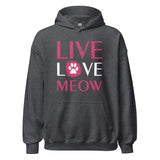 Live, Love, Meow Unisex Hoodie-Unisex Hoodie | Gildan 18500-I love Veterinary