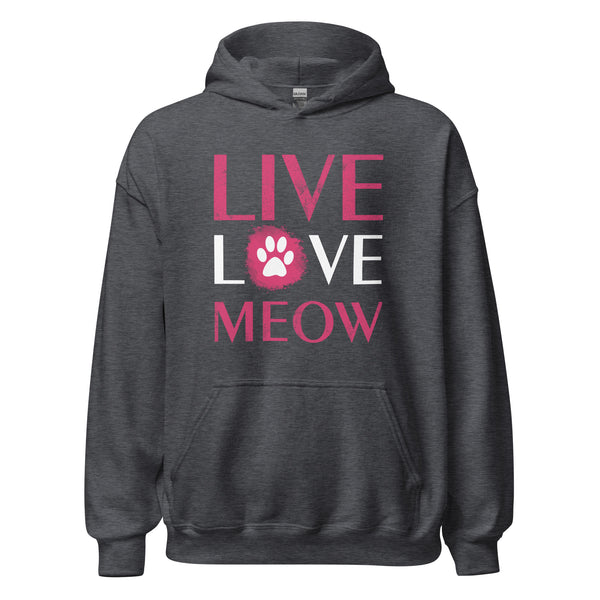 Live, Love, Meow Unisex Hoodie-Unisex Hoodie | Gildan 18500-I love Veterinary