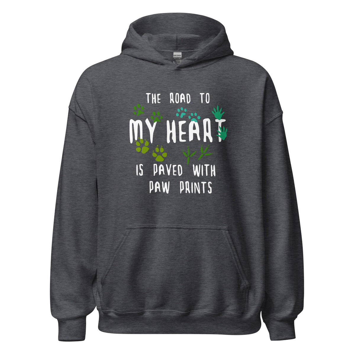 The road to my heart is paved with paw prints Unisex Hoodie-Unisex Hoodie | Gildan 18500-I love Veterinary