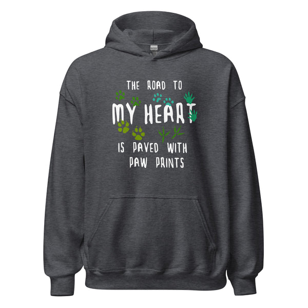 The road to my heart is paved with paw prints Unisex Hoodie-Unisex Hoodie | Gildan 18500-I love Veterinary