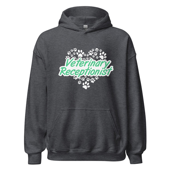 Veterinary Receptionist Heart Paws Unisex Hoodie-I love Veterinary