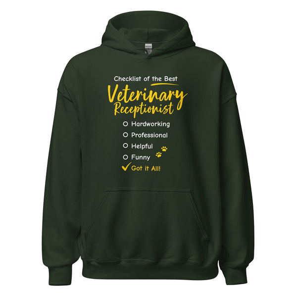 Veterinary Receptionist checklist Unisex Hoodie-I love Veterinary