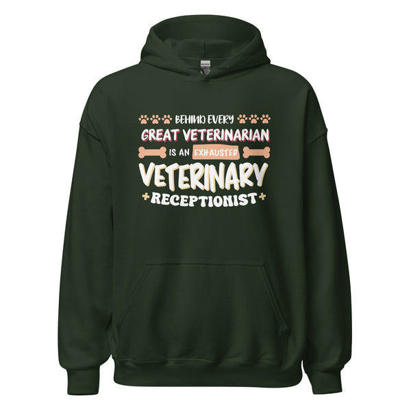 Exhausted veterinary receptionist Unisex Hoodie-I love Veterinary