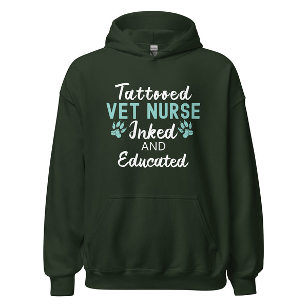 Vet Nurse Inked and Educated Unisex Hoodie-I love Veterinary