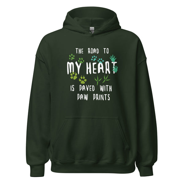 The road to my heart is paved with paw prints Unisex Hoodie-Unisex Hoodie | Gildan 18500-I love Veterinary