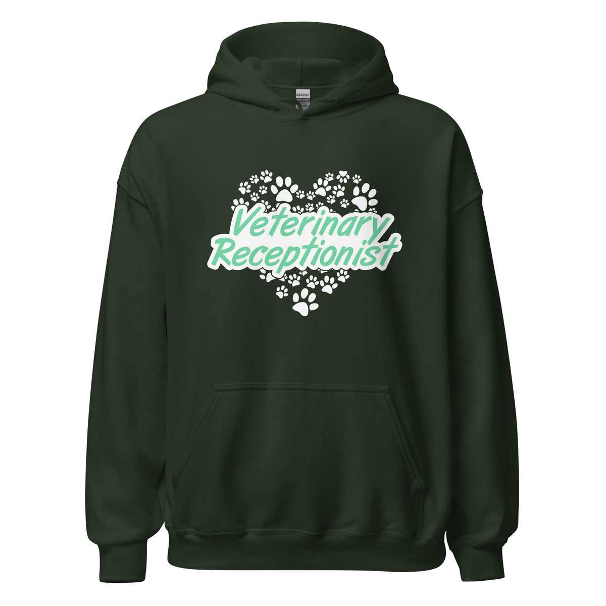 Veterinary Receptionist Heart Paws Unisex Hoodie-I love Veterinary