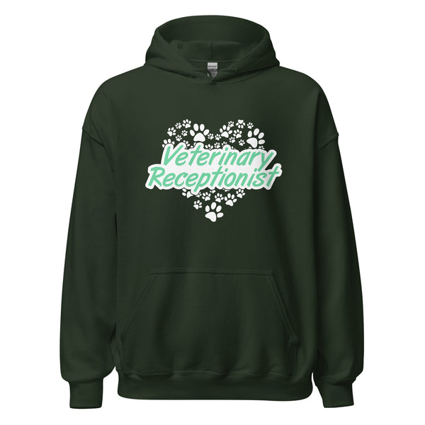 Veterinary Receptionist Heart Paws Unisex Hoodie-I love Veterinary