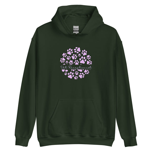 Vet Receptionist circle paws pattern Unisex Hoodie-I love Veterinary