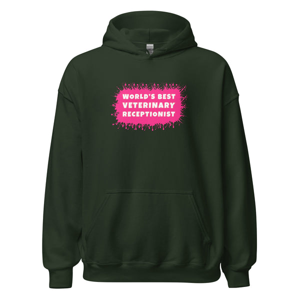 World's best veterinary receptionist color splash Unisex Hoodie-I love Veterinary