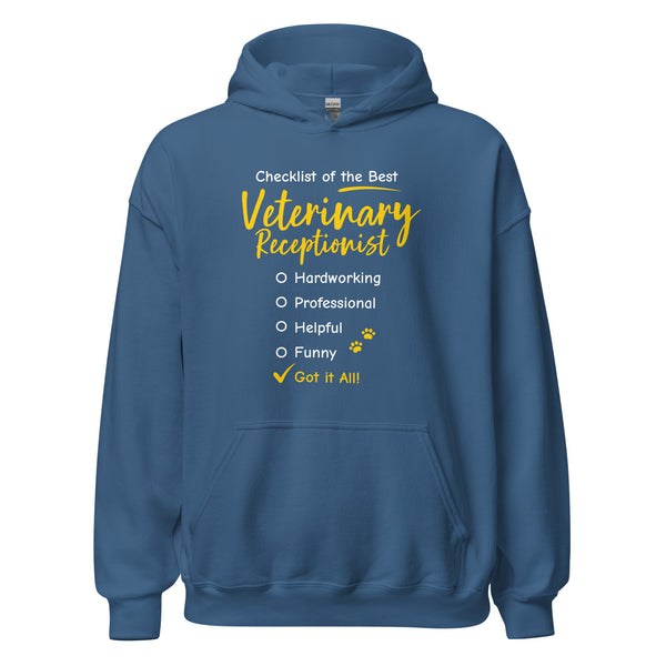 Veterinary Receptionist checklist Unisex Hoodie-I love Veterinary
