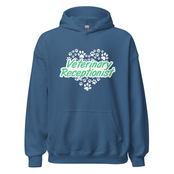 Veterinary Receptionist Heart Paws Unisex Hoodie-I love Veterinary