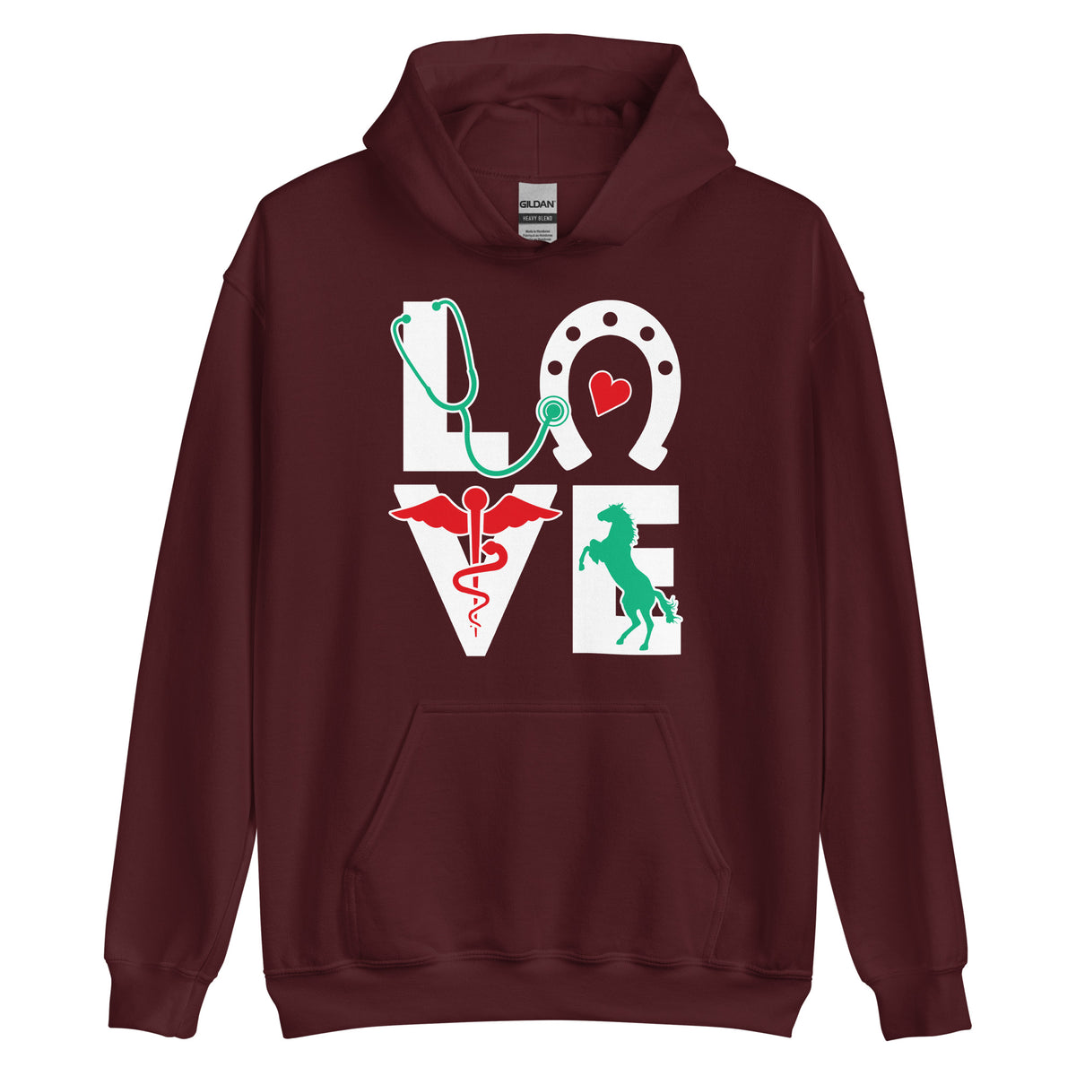 Equine Love Unisex Hoodie-Unisex Hoodie | Gildan 18500-I love Veterinary