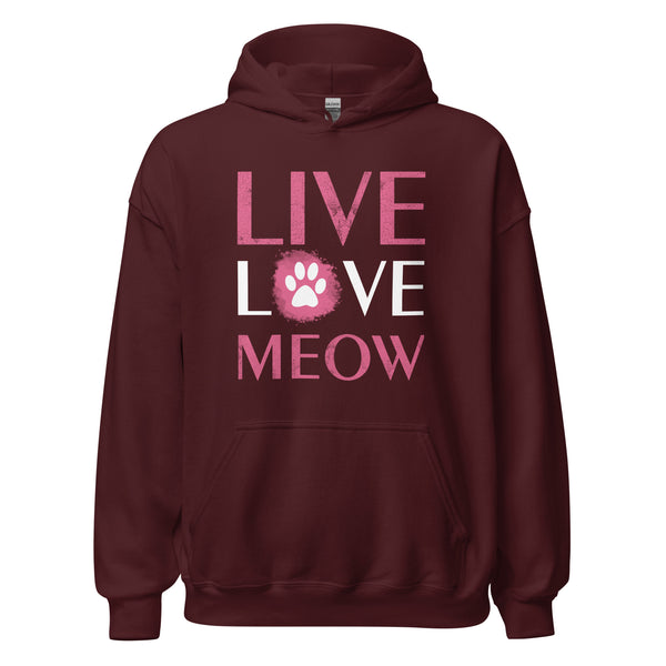 Live, Love, Meow Unisex Hoodie-Unisex Hoodie | Gildan 18500-I love Veterinary