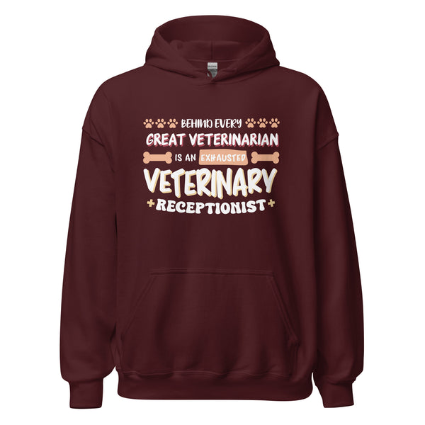Exhausted veterinary receptionist Unisex Hoodie-I love Veterinary