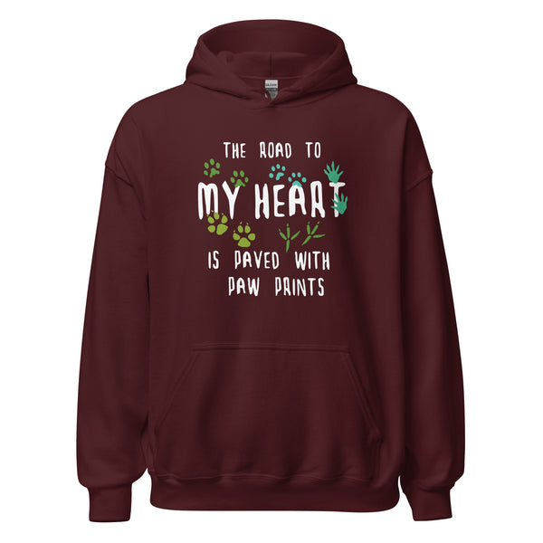 The road to my heart is paved with paw prints Unisex Hoodie-Unisex Hoodie | Gildan 18500-I love Veterinary