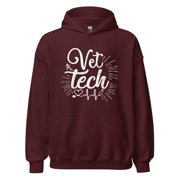 Vet Tech Stethoscope Pulse Unisex Hoodie-I love Veterinary