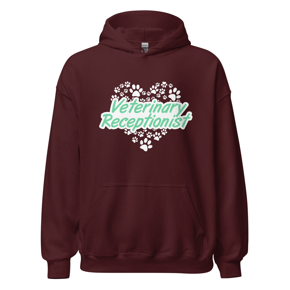 Veterinary Receptionist Heart Paws Unisex Hoodie-I love Veterinary