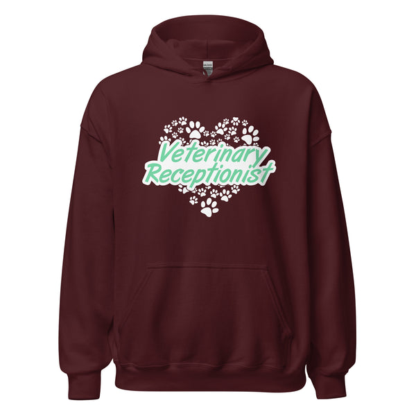 Veterinary Receptionist Heart Paws Unisex Hoodie-I love Veterinary