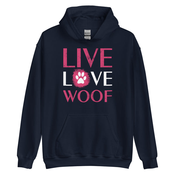 Live, Love, Woof Unisex Hoodie-Unisex Heavy Blend Hoodie | Gildan 18500-I love Veterinary