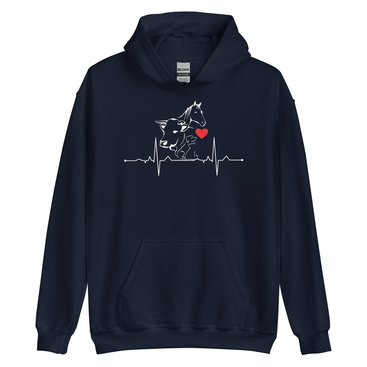 Animals Heartbeat Unisex Hoodie-Unisex Hoodie | Gildan 18500-I love Veterinary