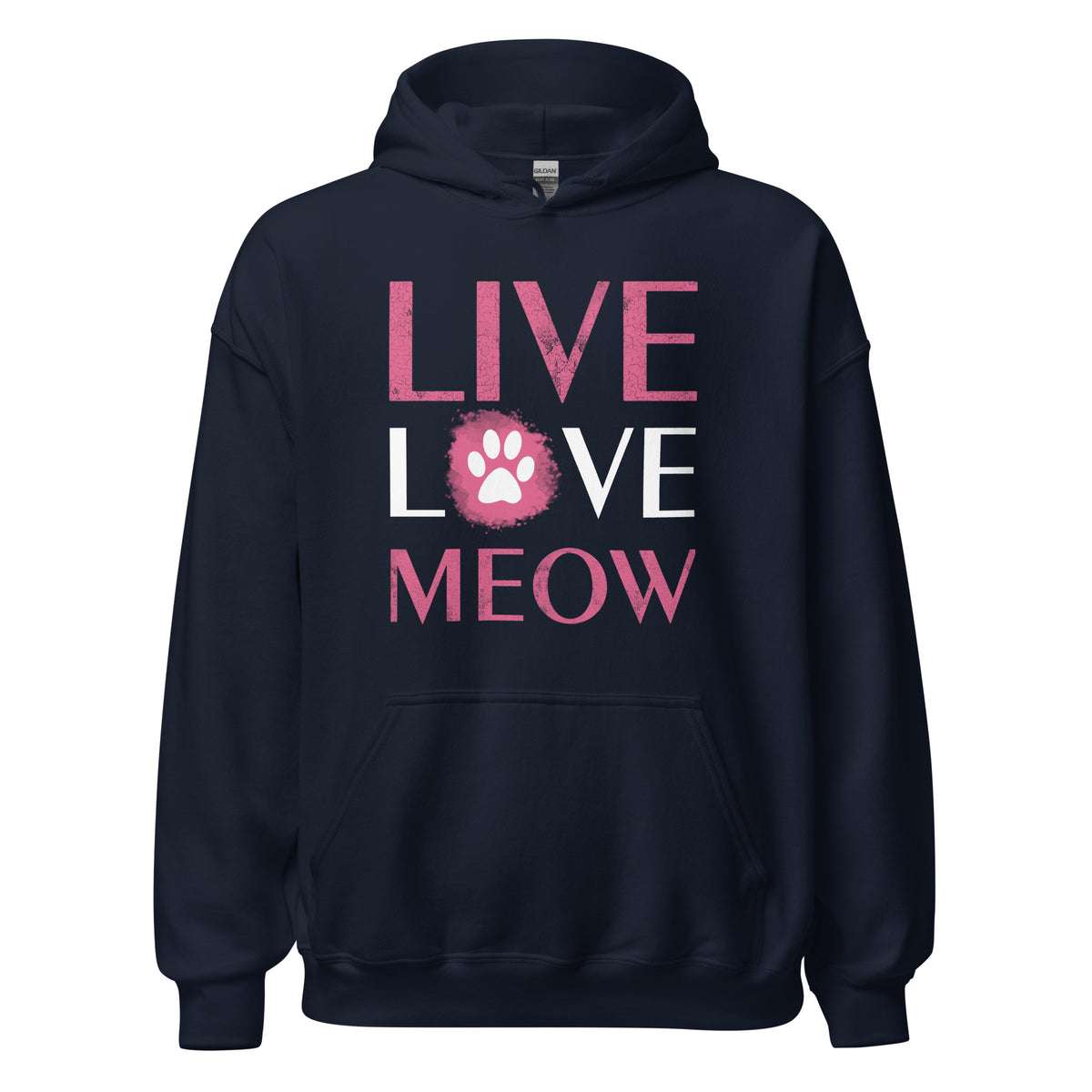 Live, Love, Meow Unisex Hoodie-Unisex Hoodie | Gildan 18500-I love Veterinary