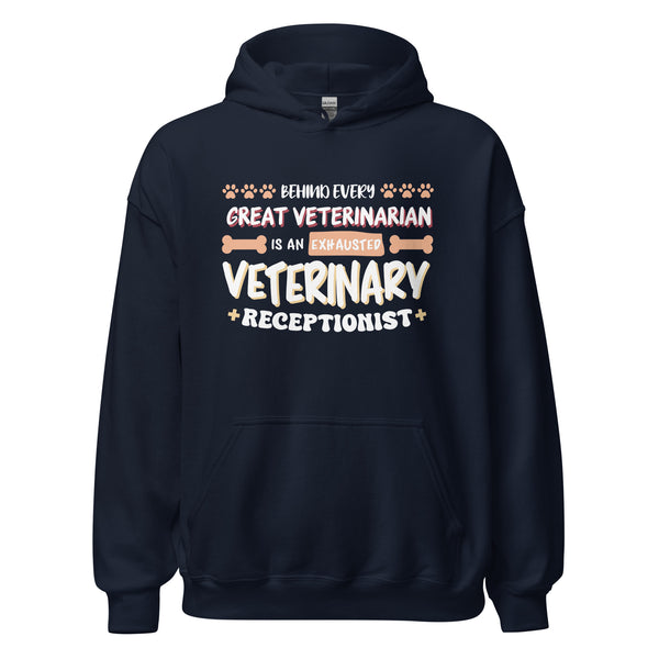 Exhausted veterinary receptionist Unisex Hoodie-I love Veterinary