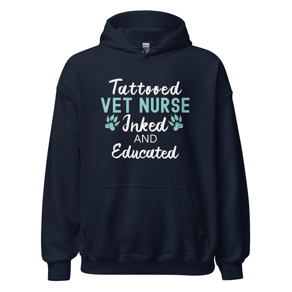 Vet Nurse Inked and Educated Unisex Hoodie-I love Veterinary