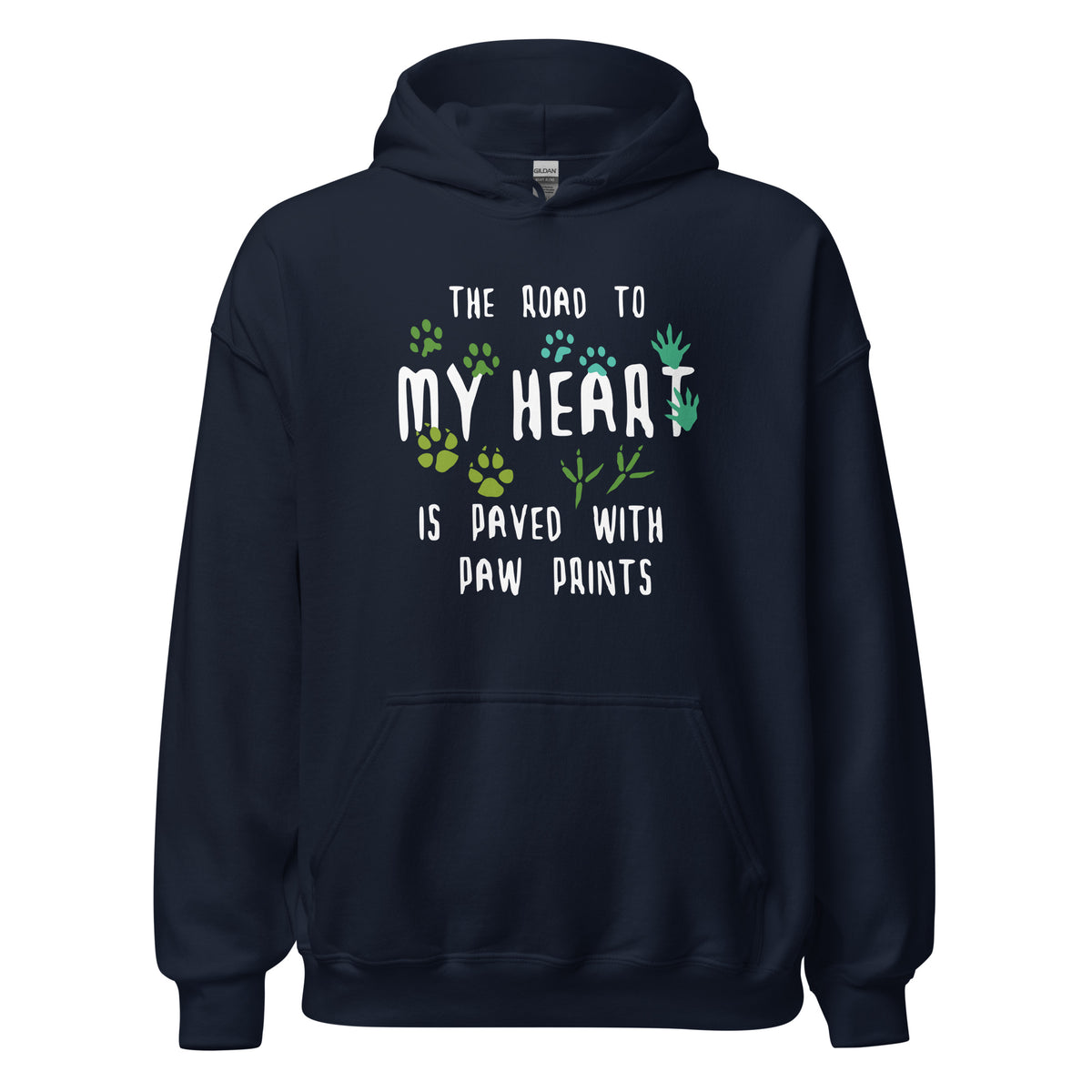 The road to my heart is paved with paw prints Unisex Hoodie-Unisex Hoodie | Gildan 18500-I love Veterinary