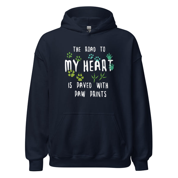 The road to my heart is paved with paw prints Unisex Hoodie-Unisex Hoodie | Gildan 18500-I love Veterinary