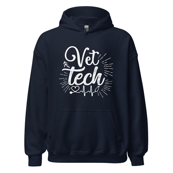 Vet Tech Stethoscope Pulse Unisex Hoodie-I love Veterinary
