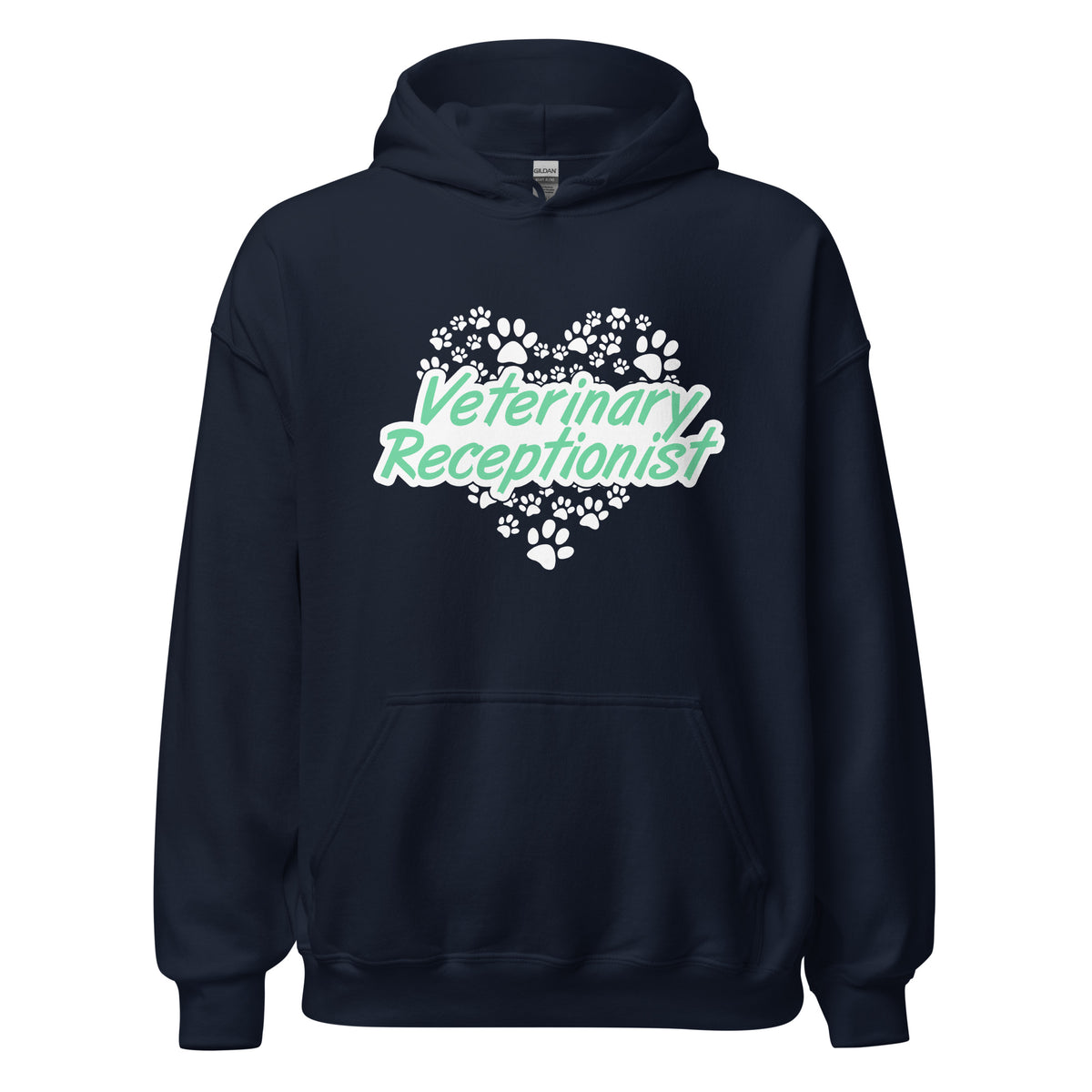 Veterinary Receptionist Heart Paws Unisex Hoodie-I love Veterinary
