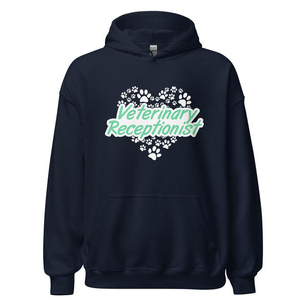 Veterinary Receptionist Heart Paws Unisex Hoodie-I love Veterinary