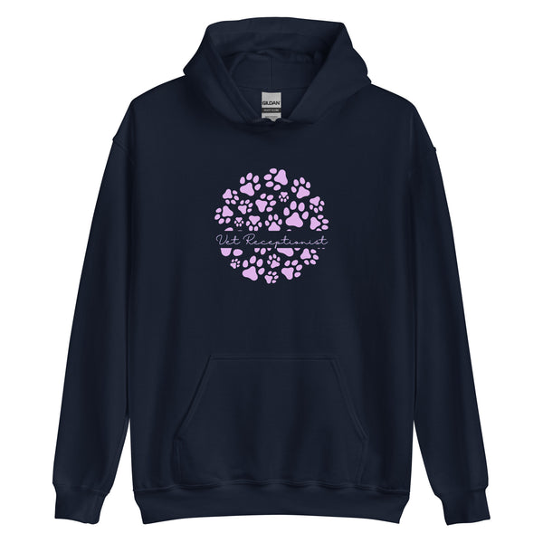 Vet Receptionist circle paws pattern Unisex Hoodie-I love Veterinary