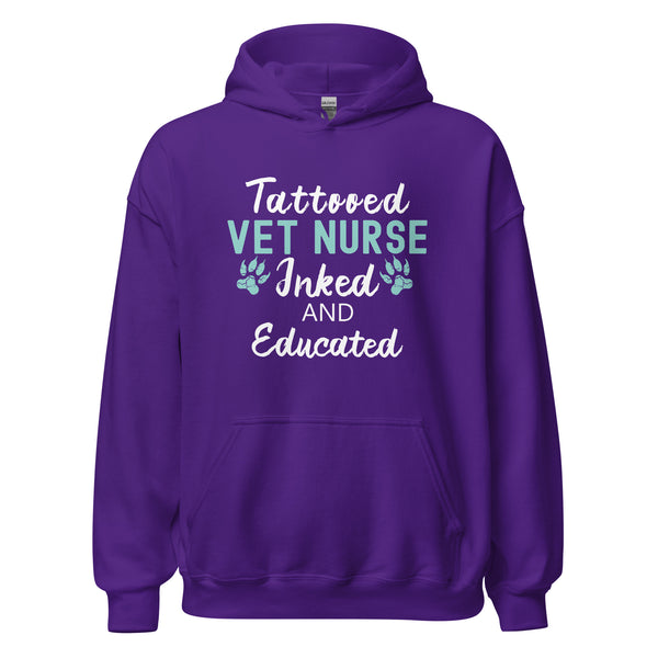 Vet Nurse Inked and Educated Unisex Hoodie-I love Veterinary