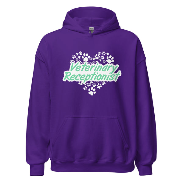 Veterinary Receptionist Heart Paws Unisex Hoodie-I love Veterinary