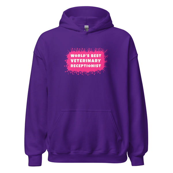 World's best veterinary receptionist color splash Unisex Hoodie-I love Veterinary