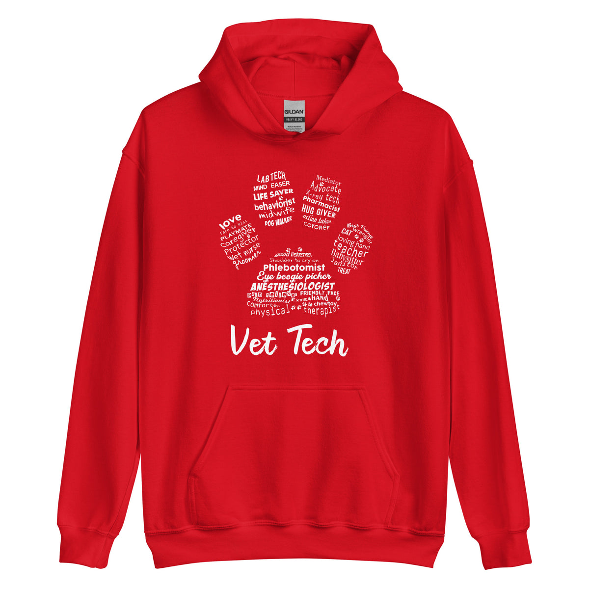 Vet Tech Paw Print Unisex Hoodie-Unisex Hoodie | Gildan 18500-I love Veterinary