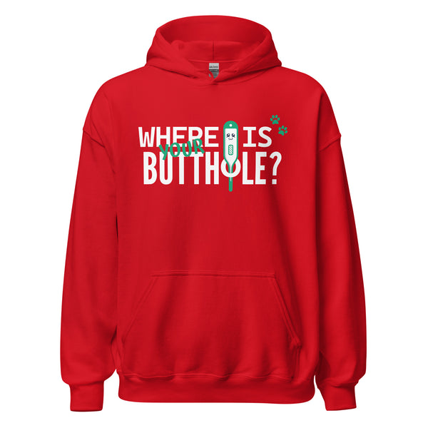 Where is your buthole Unisex Hoodie-Unisex Hoodie | Gildan 18500-I love Veterinary