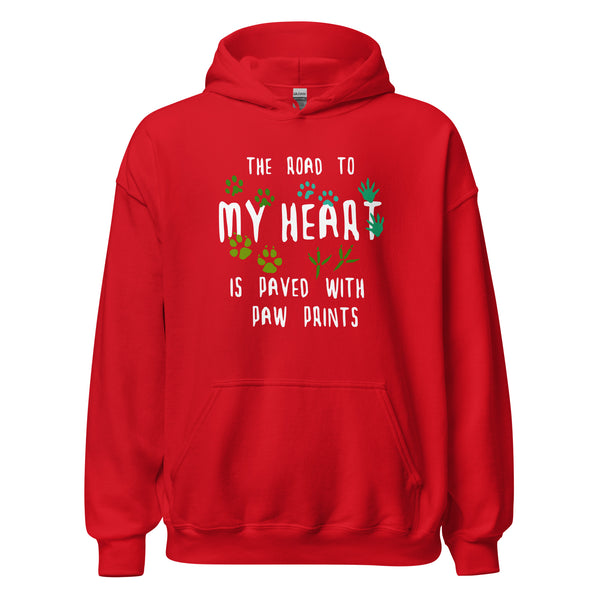 The road to my heart is paved with paw prints Unisex Hoodie-Unisex Hoodie | Gildan 18500-I love Veterinary