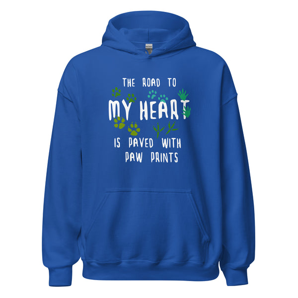 The road to my heart is paved with paw prints Unisex Hoodie-Unisex Hoodie | Gildan 18500-I love Veterinary