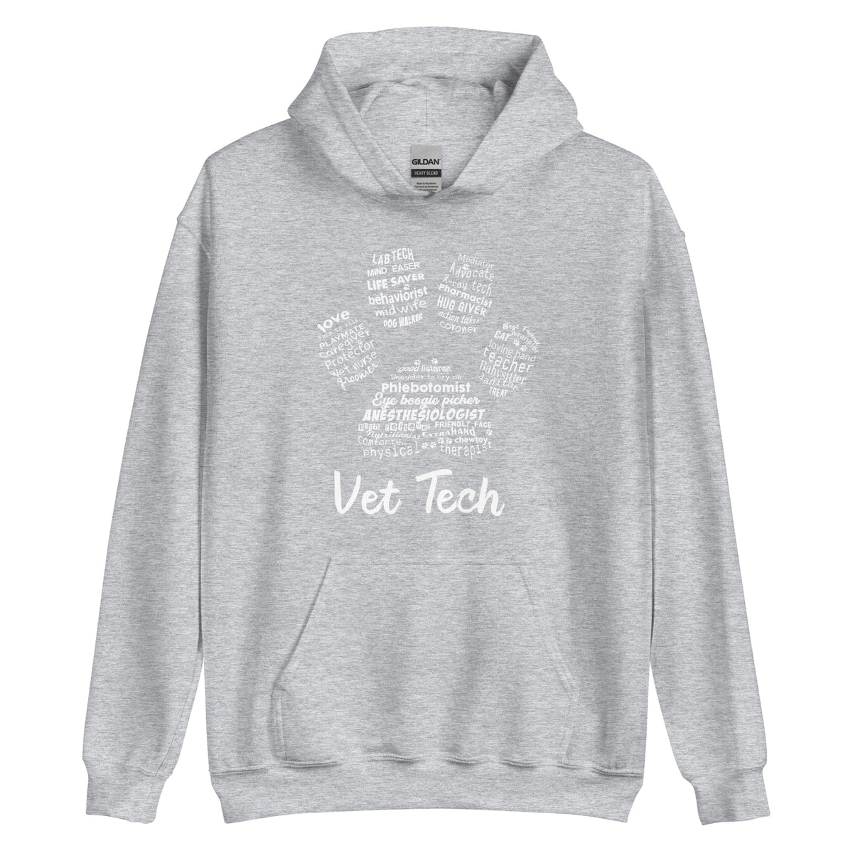 Vet Tech Paw Print Unisex Hoodie-Unisex Hoodie | Gildan 18500-I love Veterinary