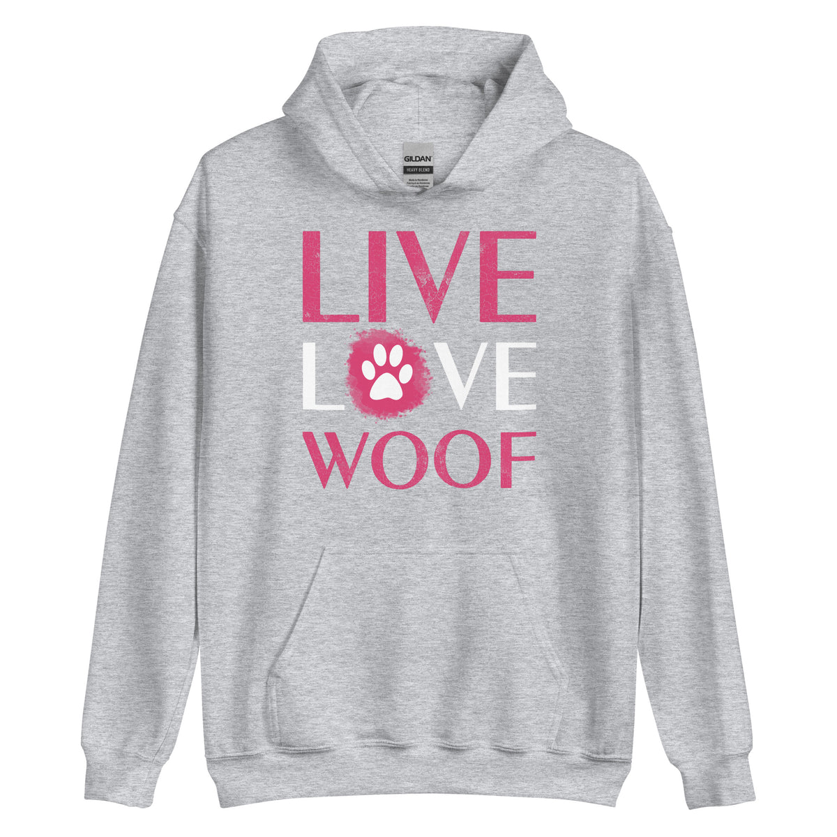 Live, Love, Woof Unisex Hoodie-Unisex Hoodie | Gildan 18500-I love Veterinary