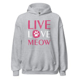 Live, Love, Meow Unisex Hoodie-Unisex Hoodie | Gildan 18500-I love Veterinary