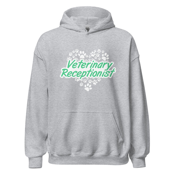 Veterinary Receptionist Heart Paws Unisex Hoodie-I love Veterinary