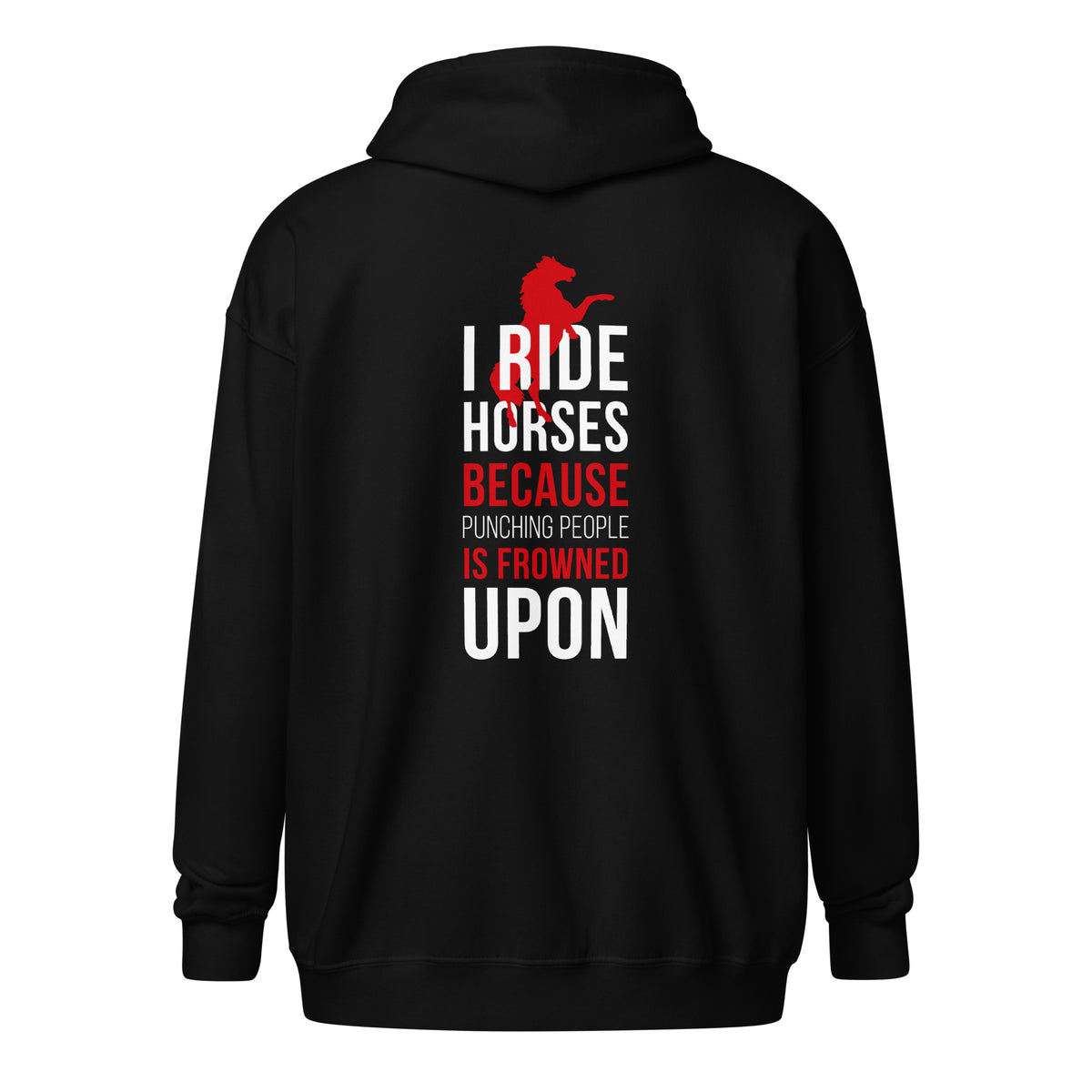 I ride Horses because punching people is frowned upon Unisex heavy blend zip hoodie-Unisex Zip Hoodie | Gildan 18600-I love Veterinary