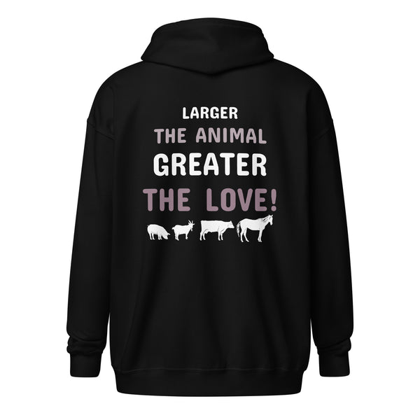 Larger the animal- Greater the love! Unisex Zip Hoodie-Unisex Zip Hoodie | Gildan 18600-I love Veterinary